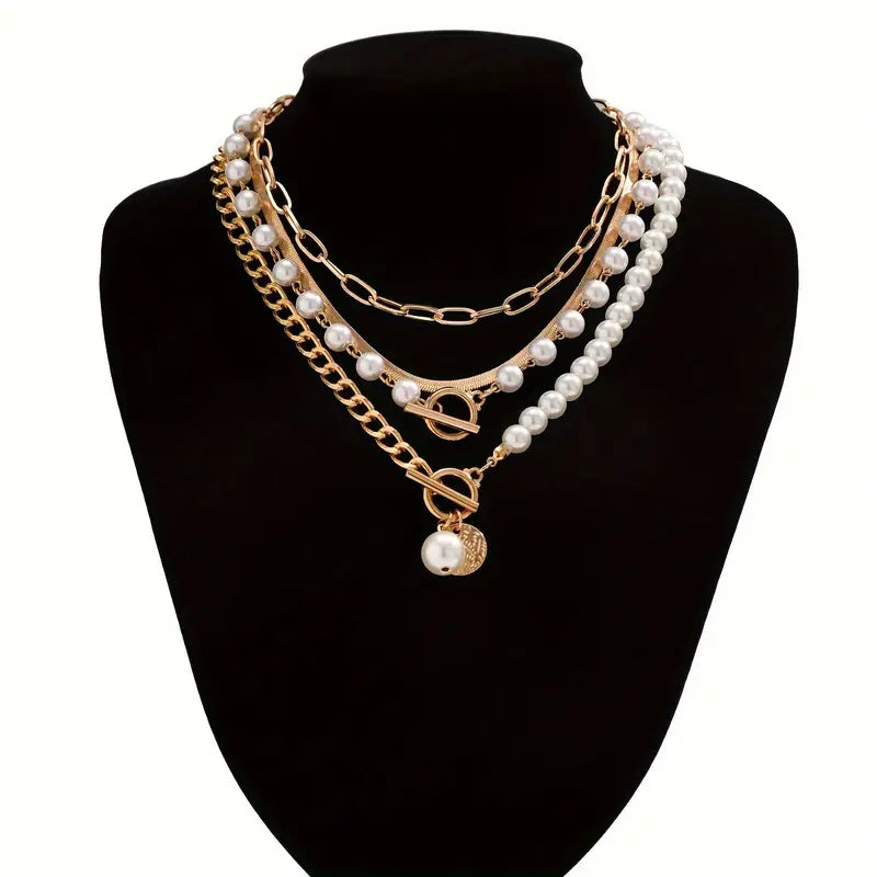 Pearl Harmony | Gold Layered Necklace Set