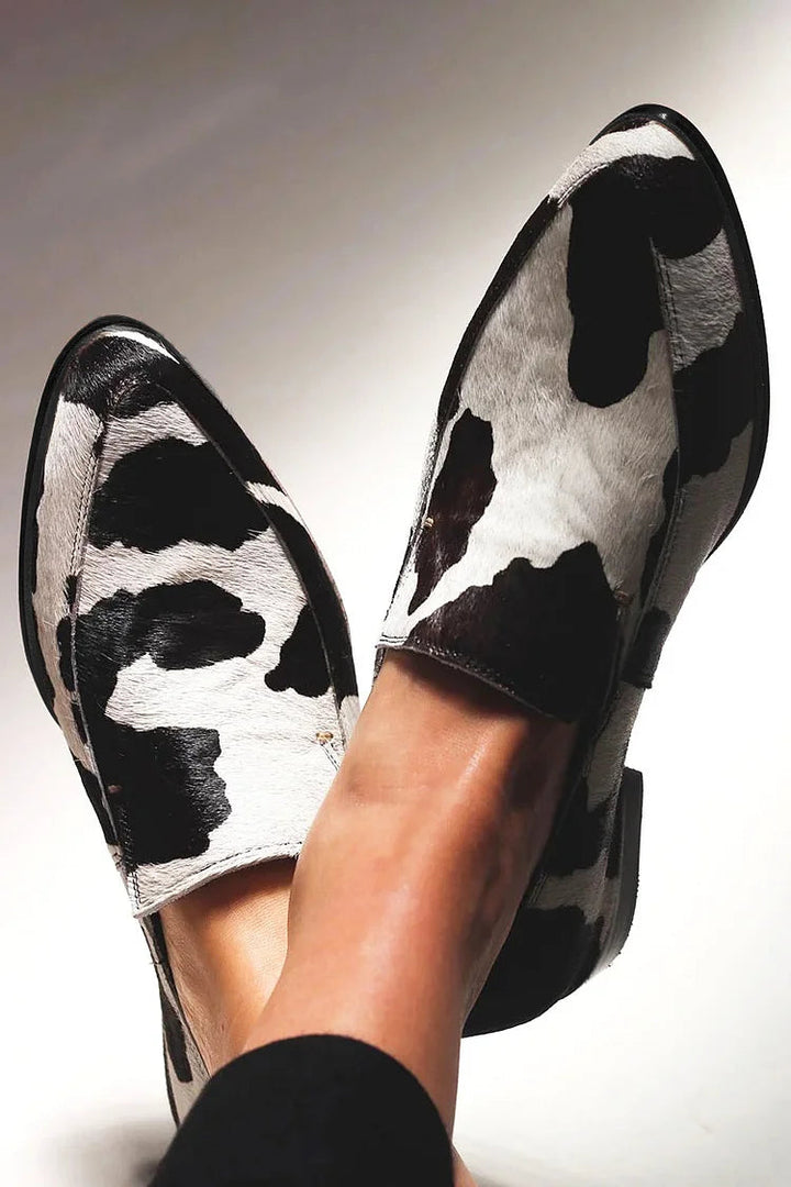 Tahani | Cow Print Slip-Ons