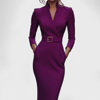 Sophia | Refined Dress with Belt and Collar