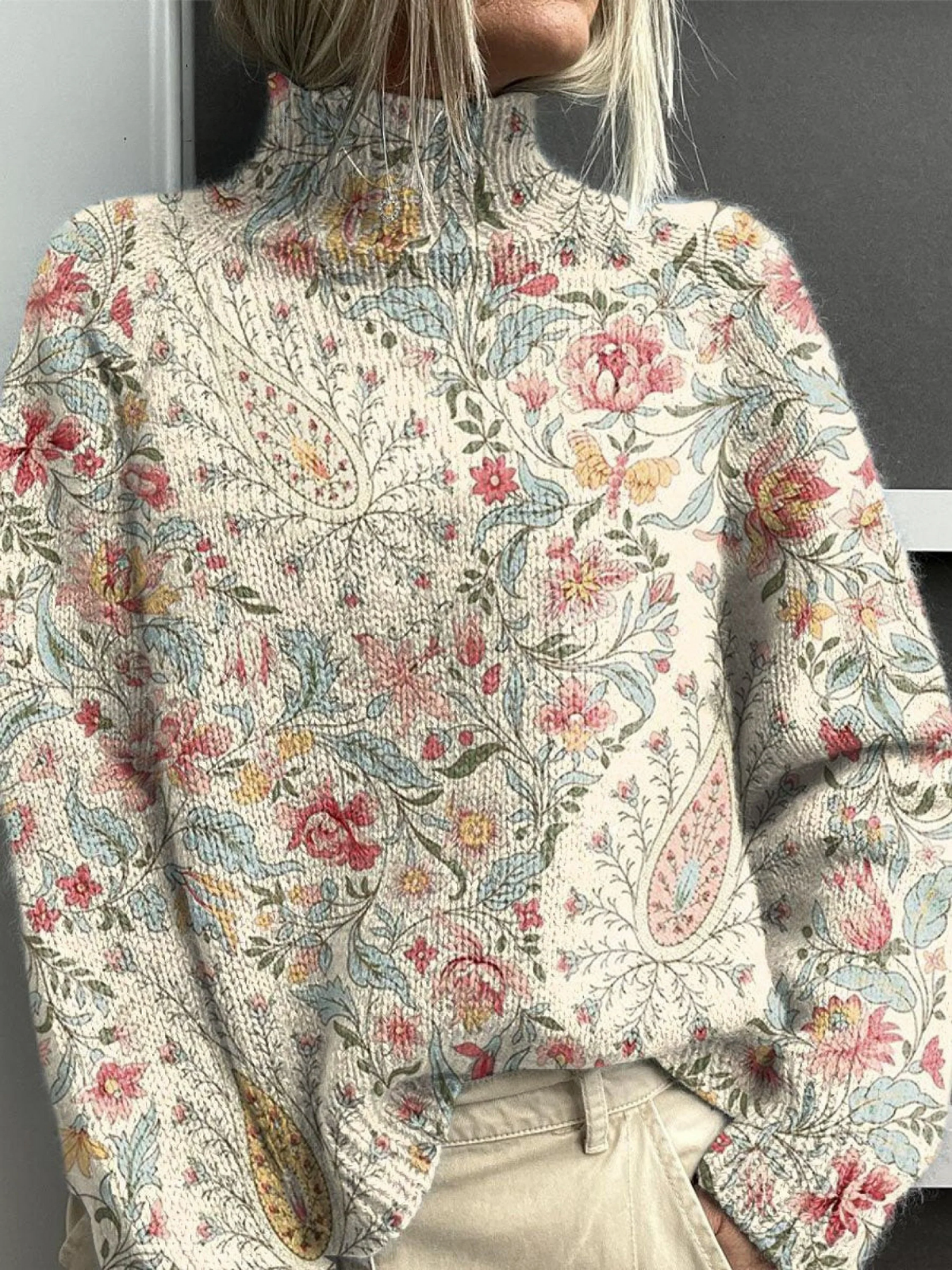 Violet | Vintage Floral Turtleneck