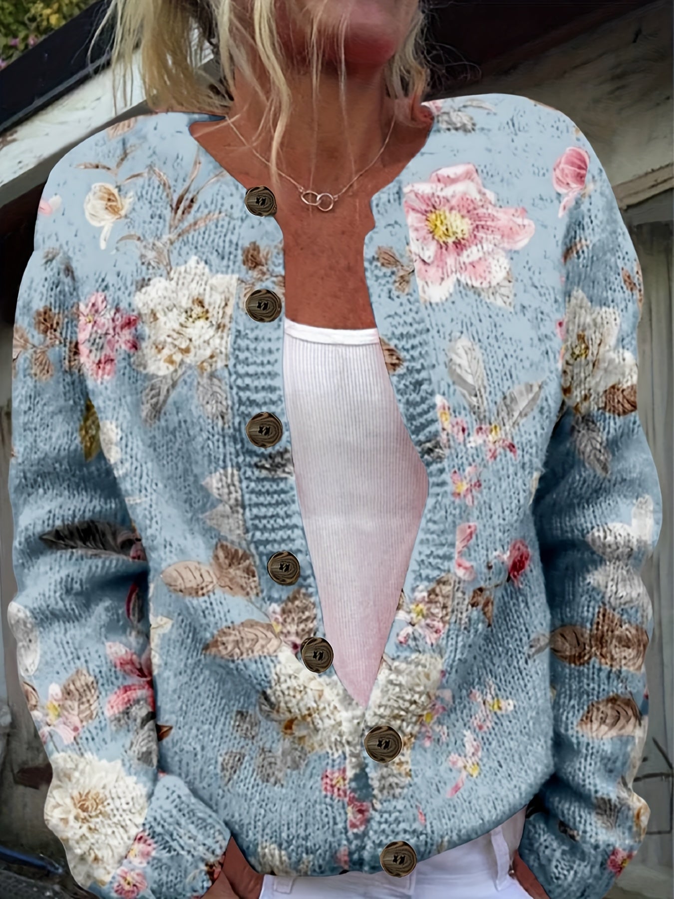 Lucia – Blue Blossom Knit Cardigan