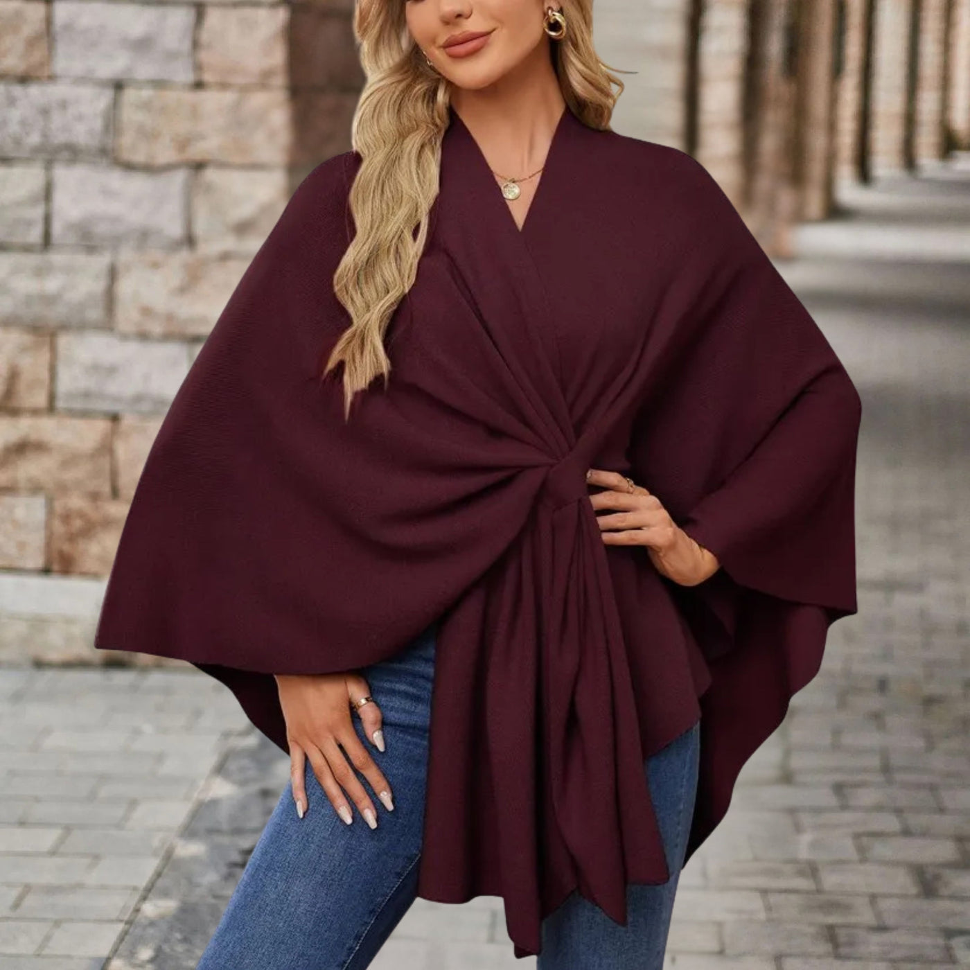 Claire | Elegant Poncho Sweater