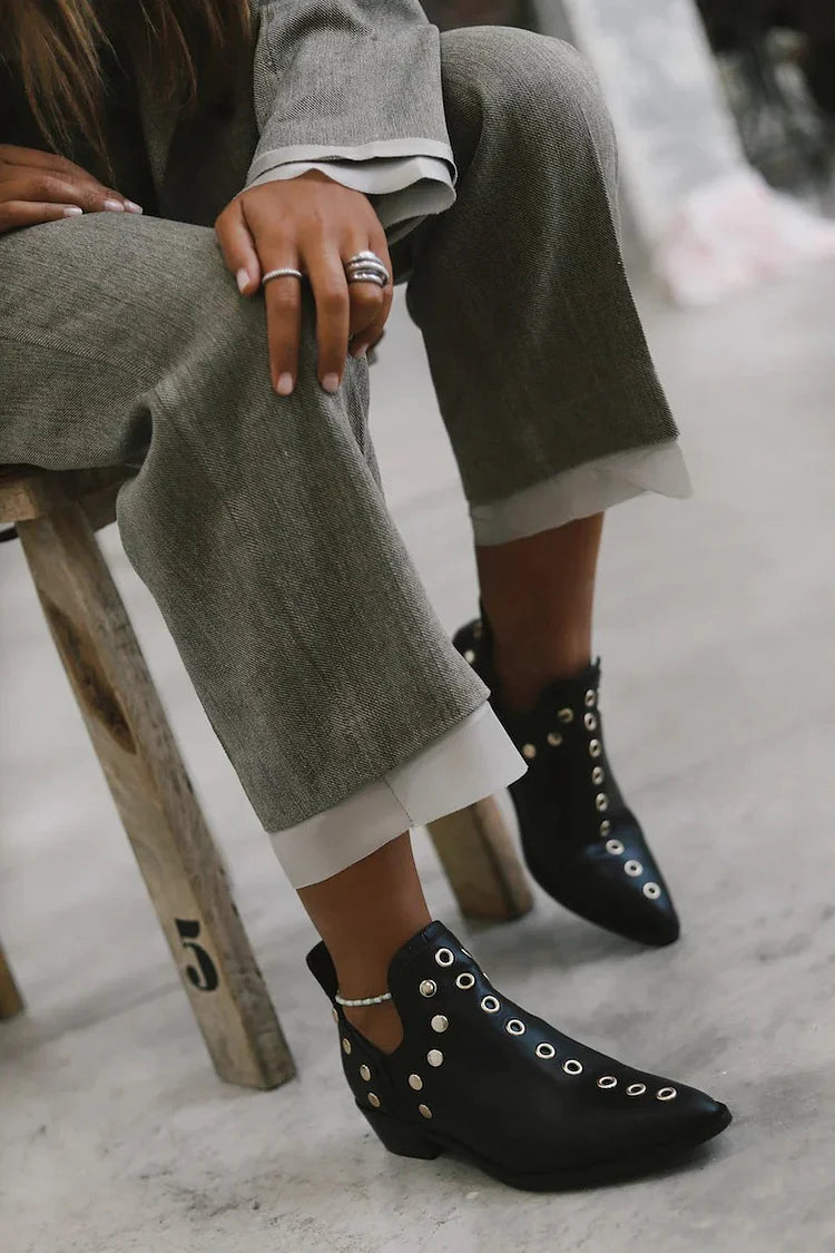 Sumaya | Pointed Studded Ankle Boot