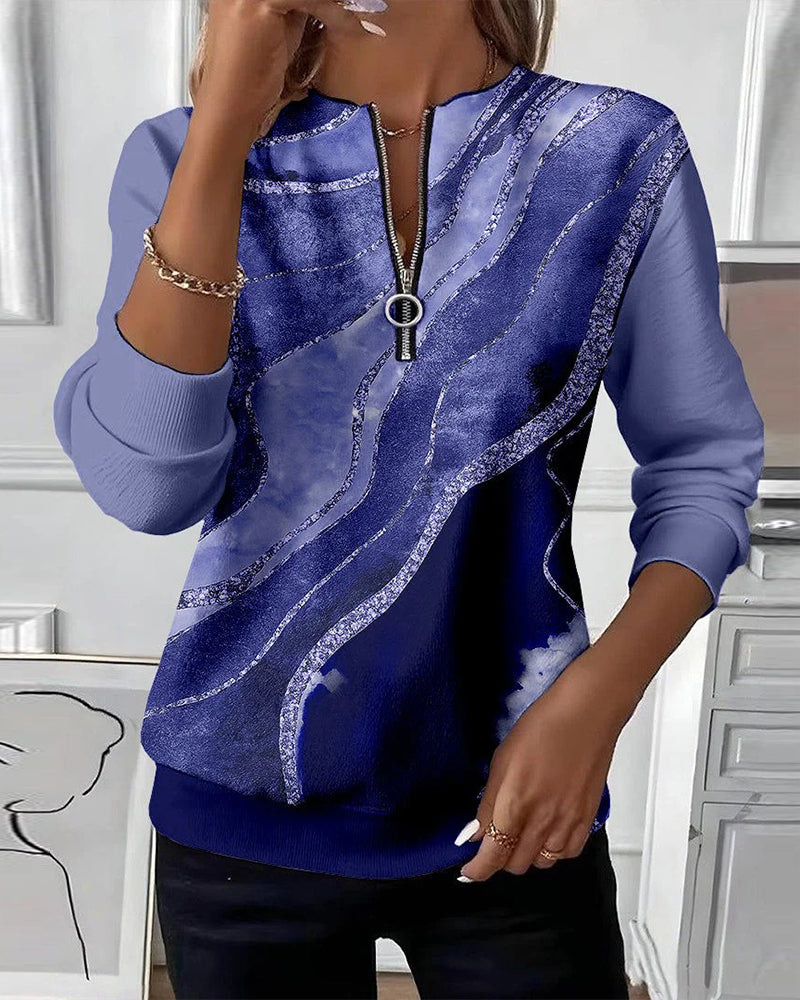 Elise | Printed Half-Zip Sweatshirt