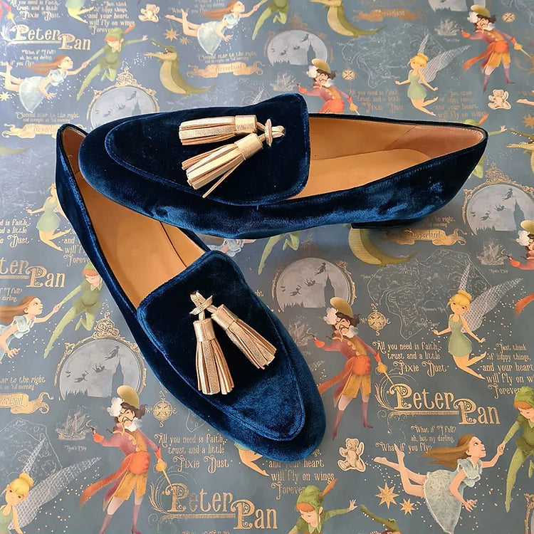 Misk | Midnight Elegance Loafers with Champagne Tassels
