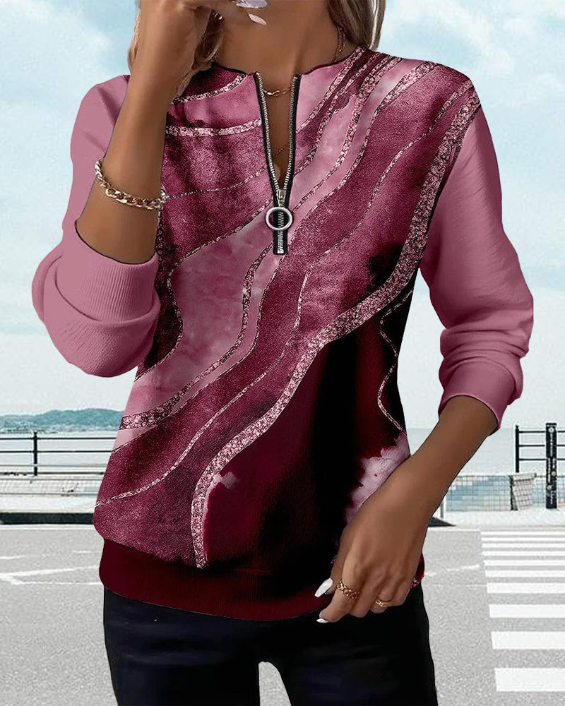 Elise | Printed Half-Zip Sweatshirt