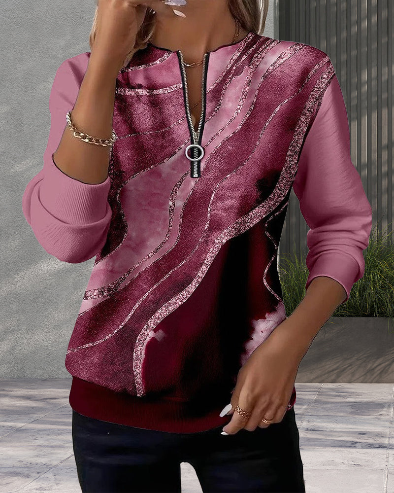 Elise | Printed Half-Zip Sweatshirt