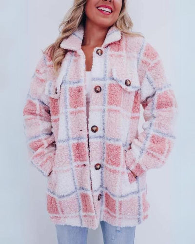 Elinara - Polar Fleece Plaid Jacket
