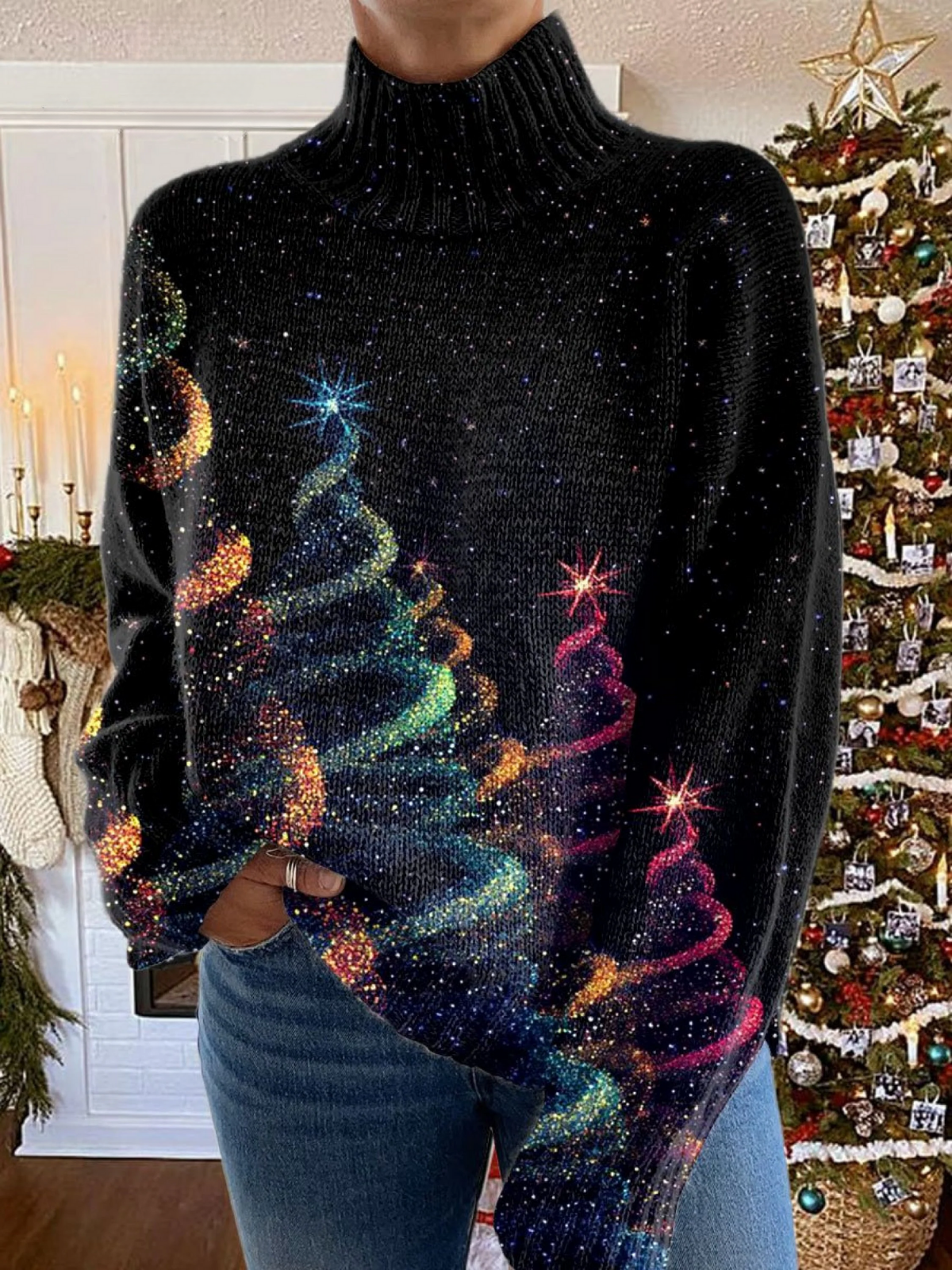 Eleanor | Sparkling Christmas Tree Turtleneck