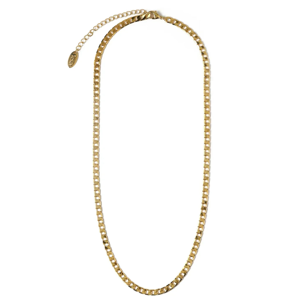 Flat Link | Gold Curb Chain Necklace