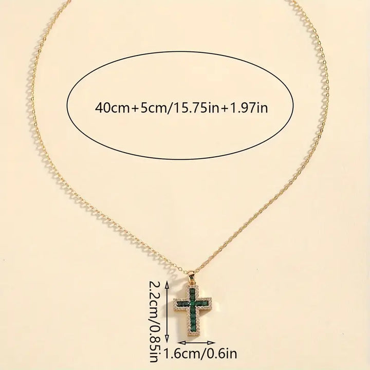 Malak Emerald Cross Pendant Gold Necklace