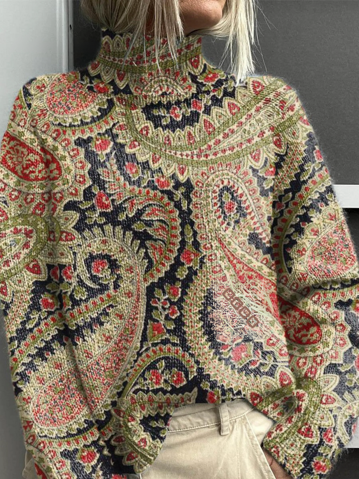 Aurora | Vintage Paisley Turtleneck Sweater