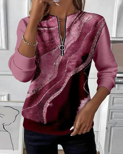 Elise | Printed Half-Zip Sweatshirt