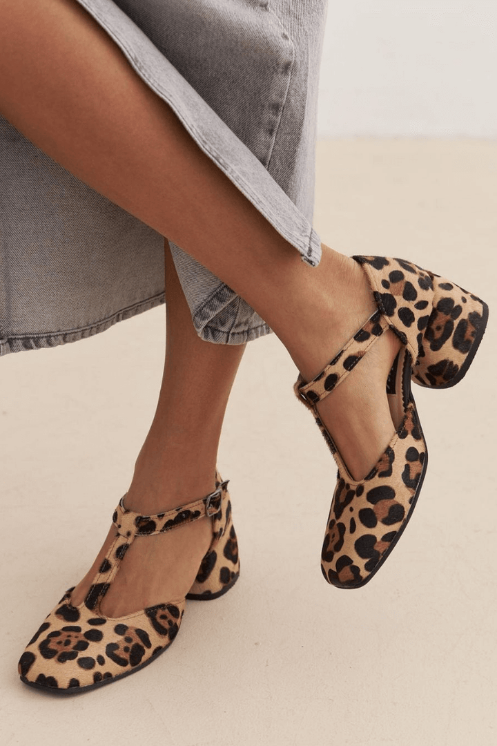 Inas | Leopard T-Strap Block Heels