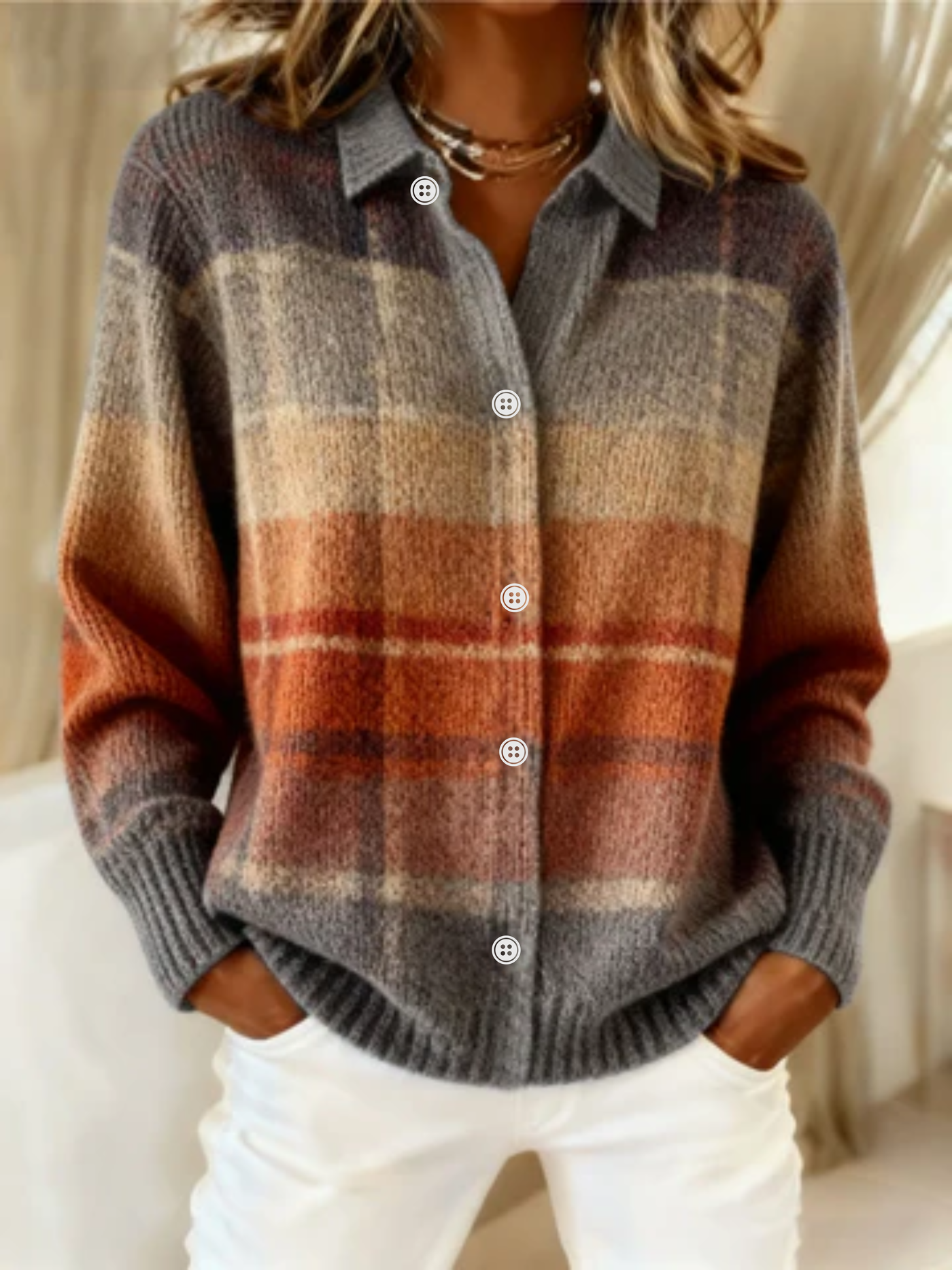 Fleur | Cozy Gradient Plaid Blouse