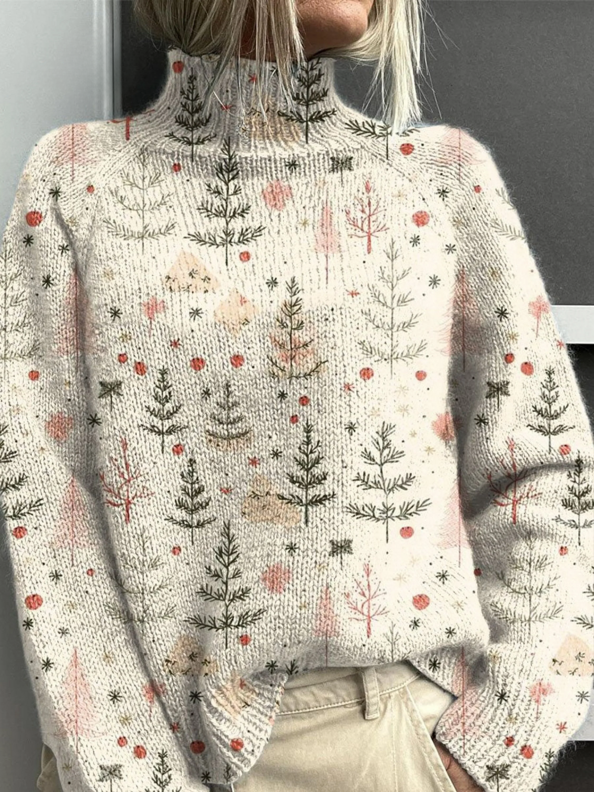Ivory | Christmas Knit Turtleneck Sweater