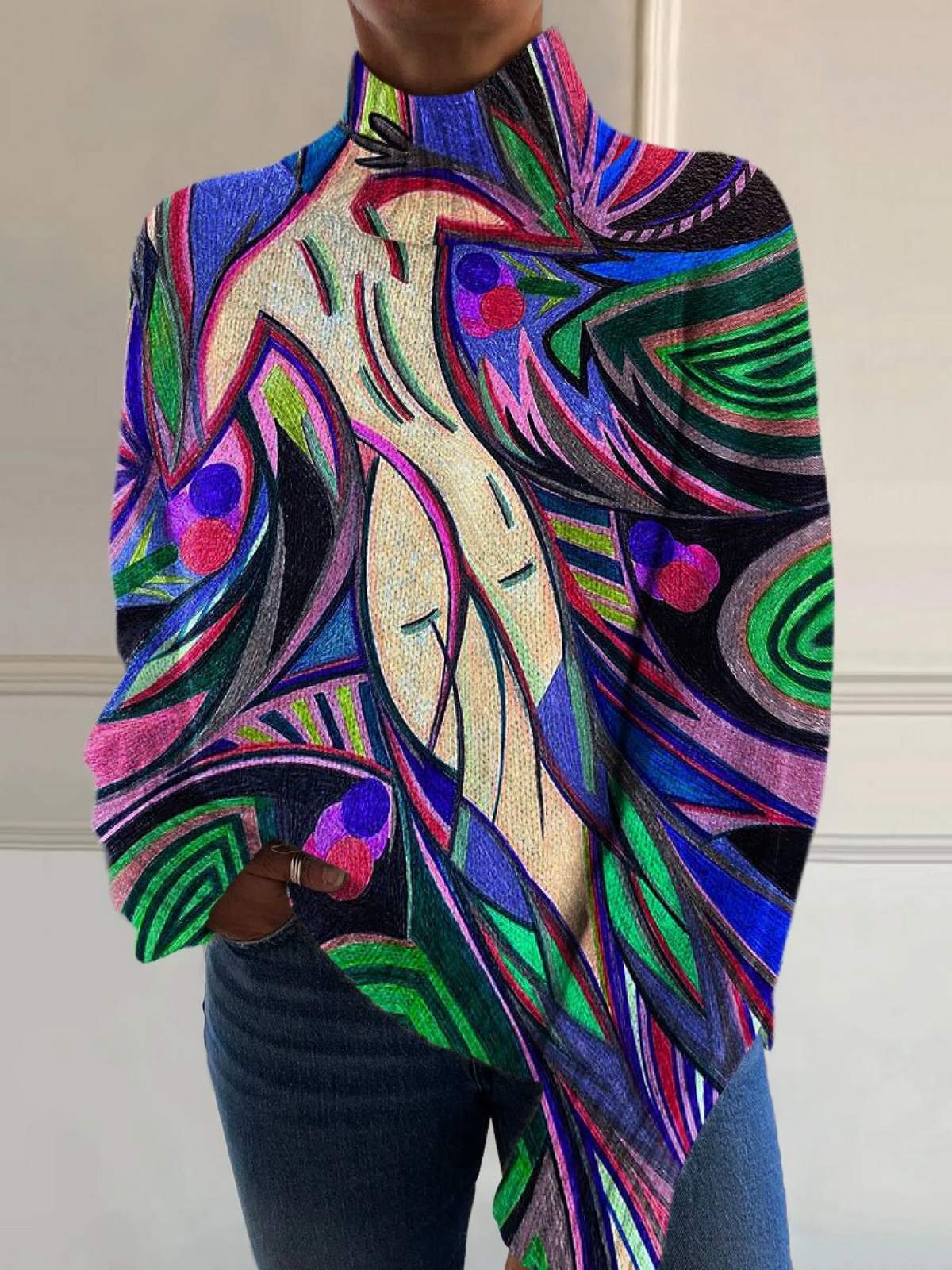 Nova | Abstract Art Turtleneck Sweater