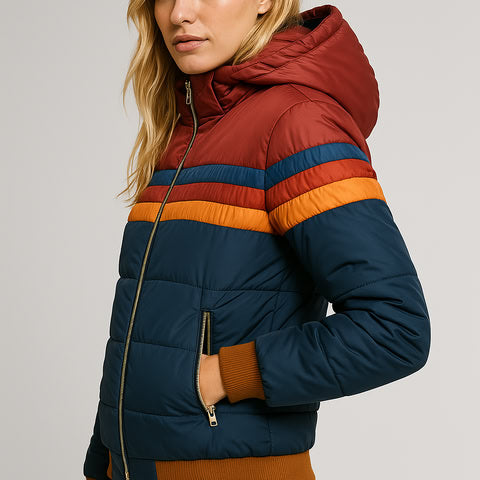 Aurora | Retro Colorblock Rain Coat
