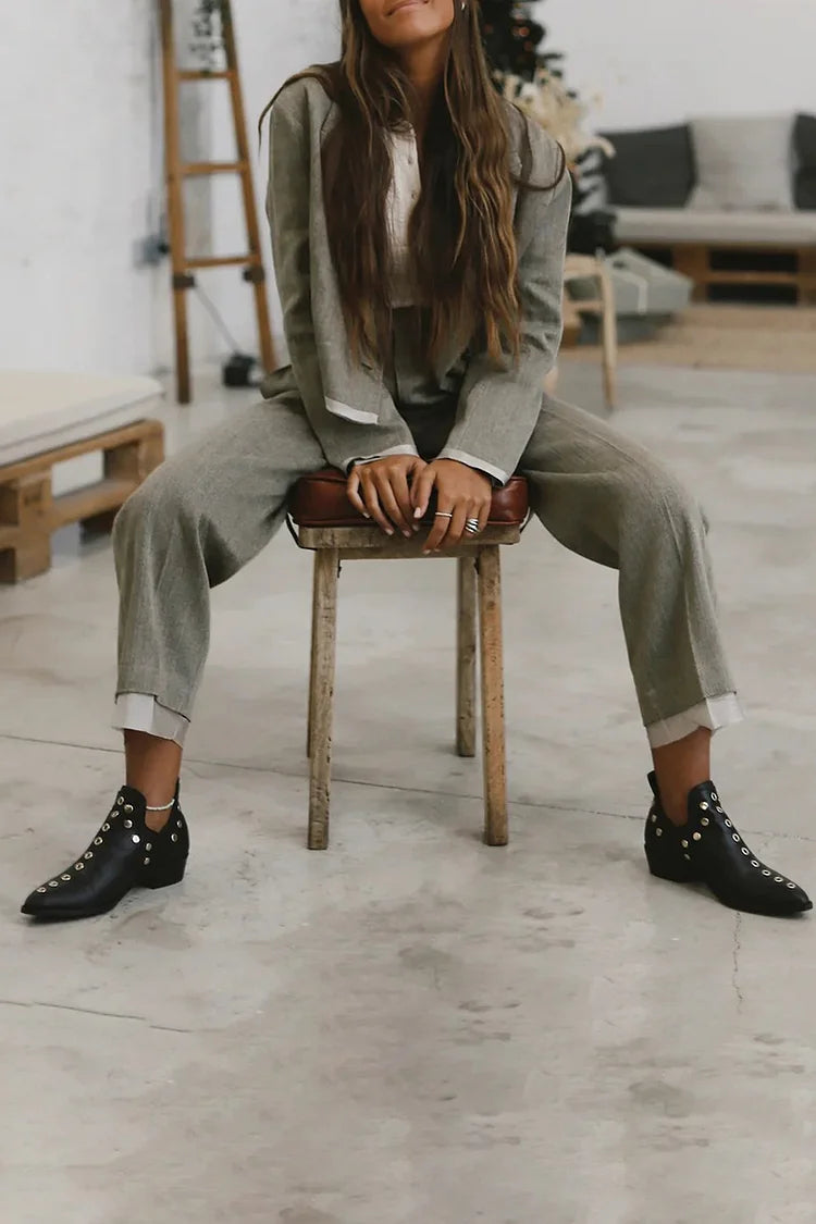 Sumaya | Pointed Studded Ankle Boot