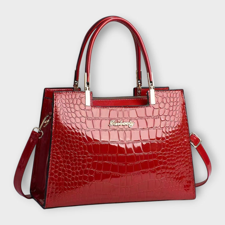 Bushra | Glossy Crocodile Pattern Handbag