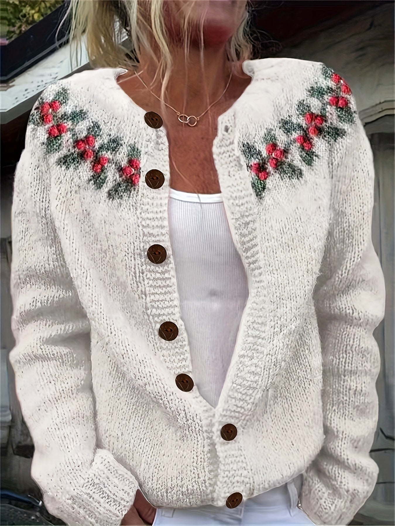 Holly – Winter Berry Knit Cardigan