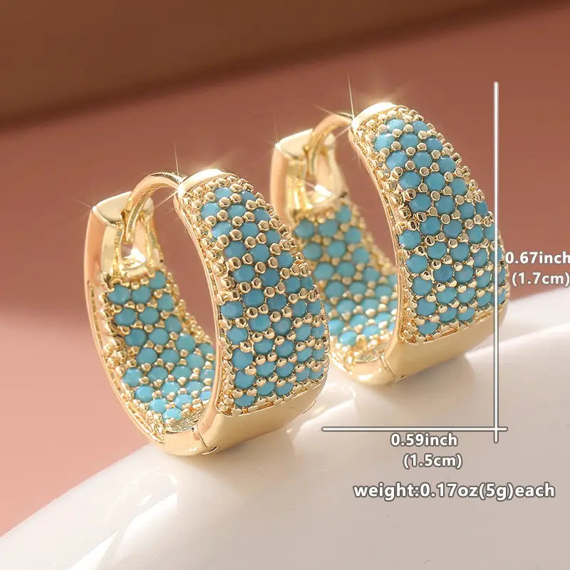 Turquoise Glow | Gold Hoop Earrings