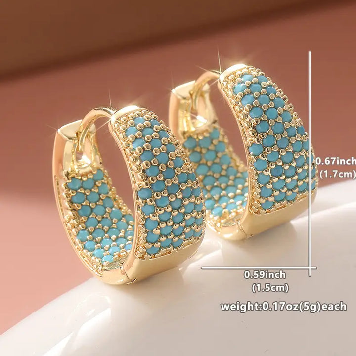 Turquoise Glow | Gold Hoop Earrings