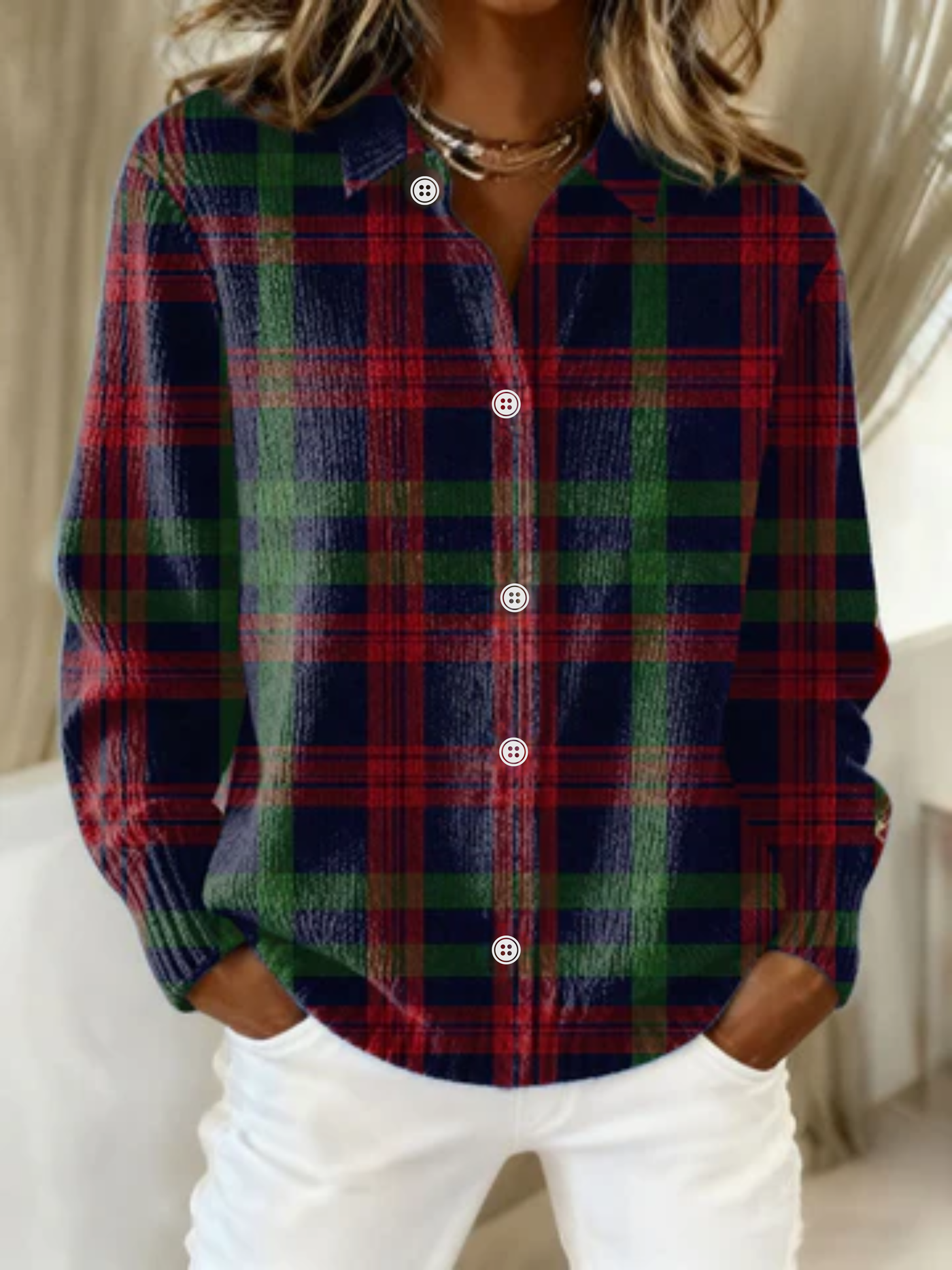 Gunilla | Timeless Tartan Button-Up Blouse