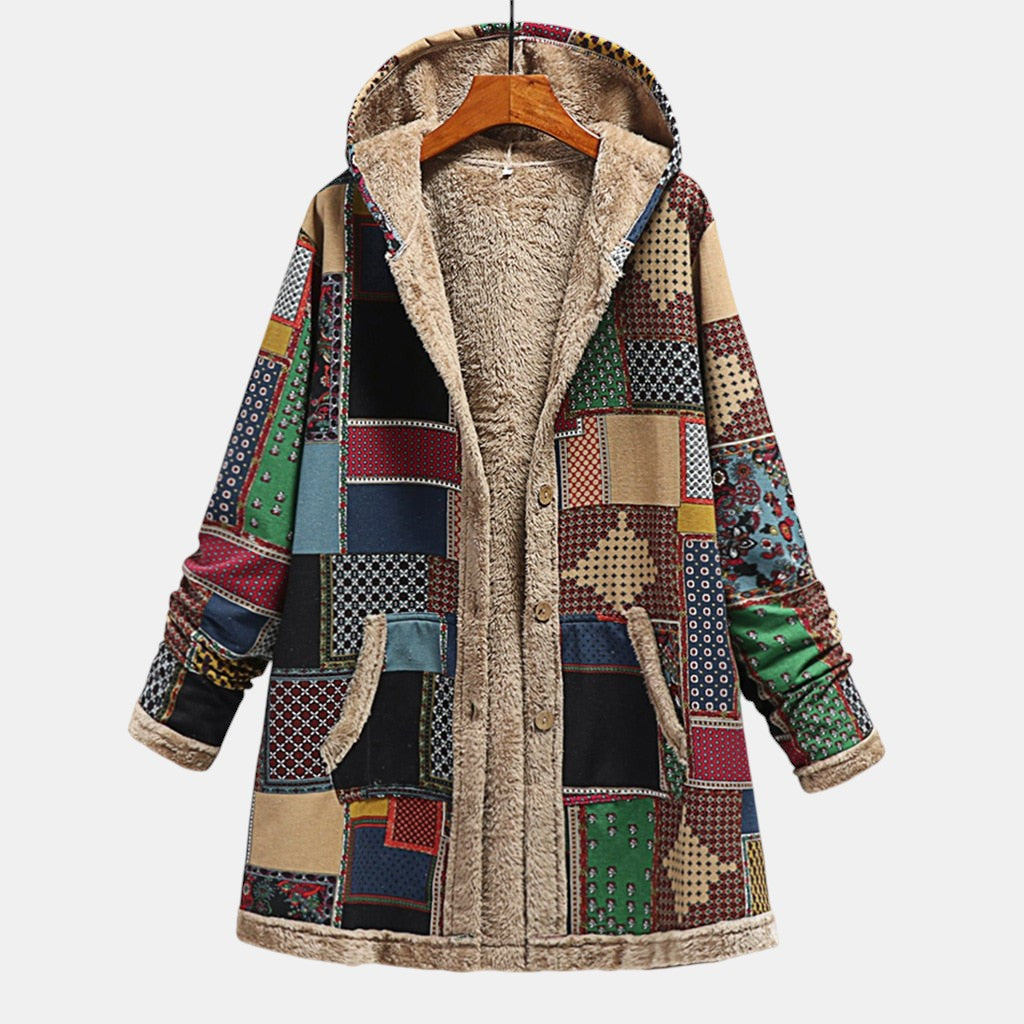 Ava | Patchwork Cozy Hooded Jacket