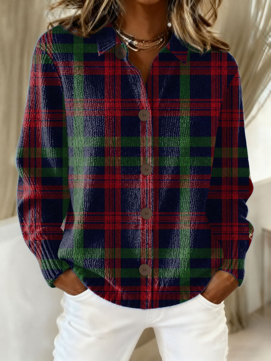 Tess | Vintage Tartan Cozy Knit Blouse