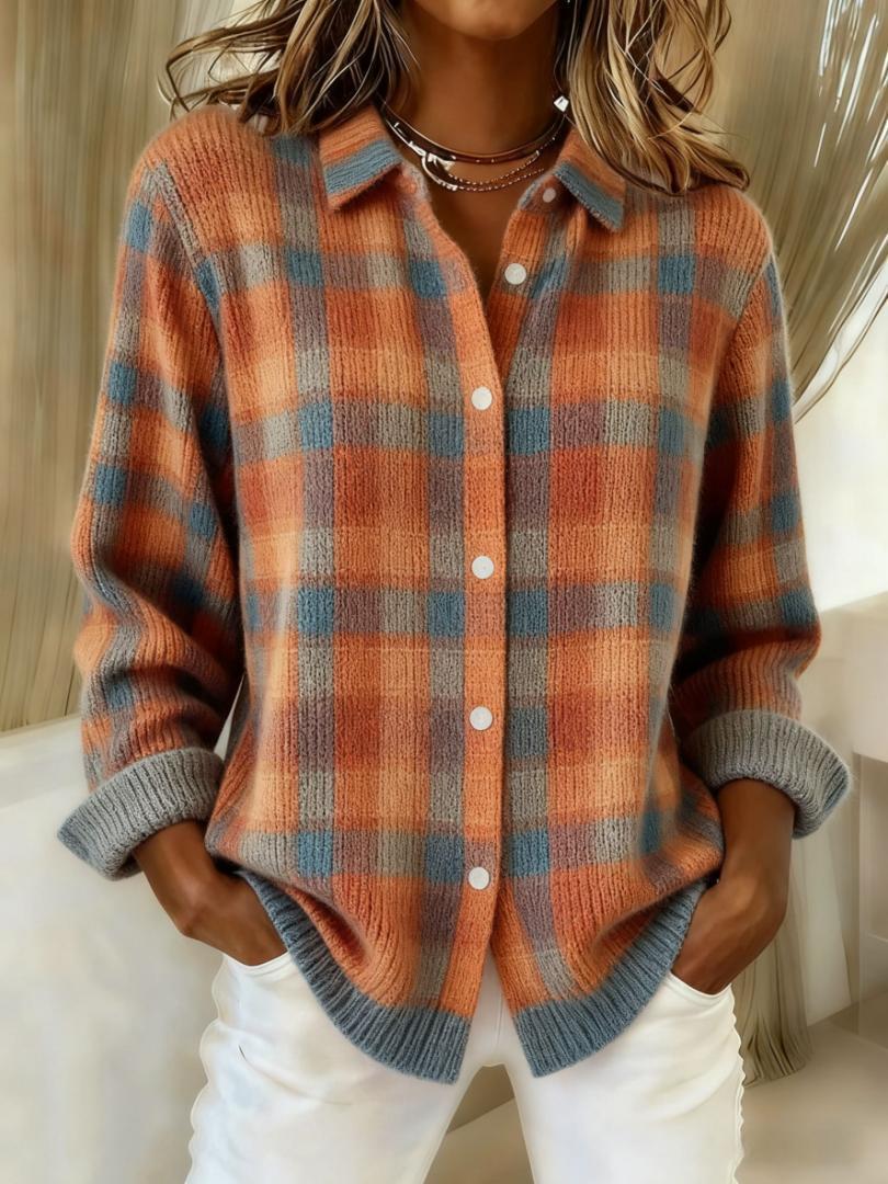 Sofia | Harvest Check Knit Blouse