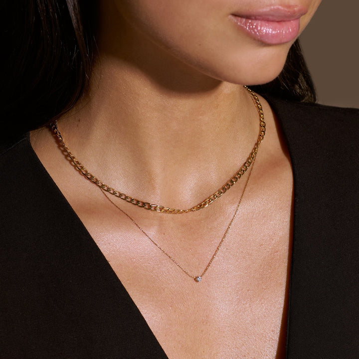 Flat Link | Gold Curb Chain Necklace