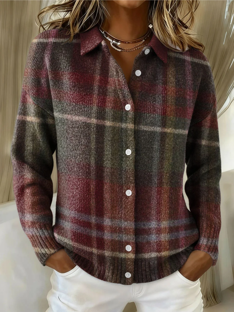 Emily | Emberwood Plaid Textured Blouse