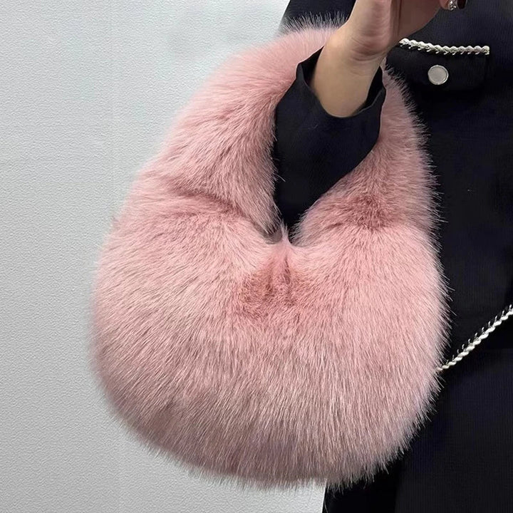Amal | Faux Fur Half-Moon Shoulder Bag