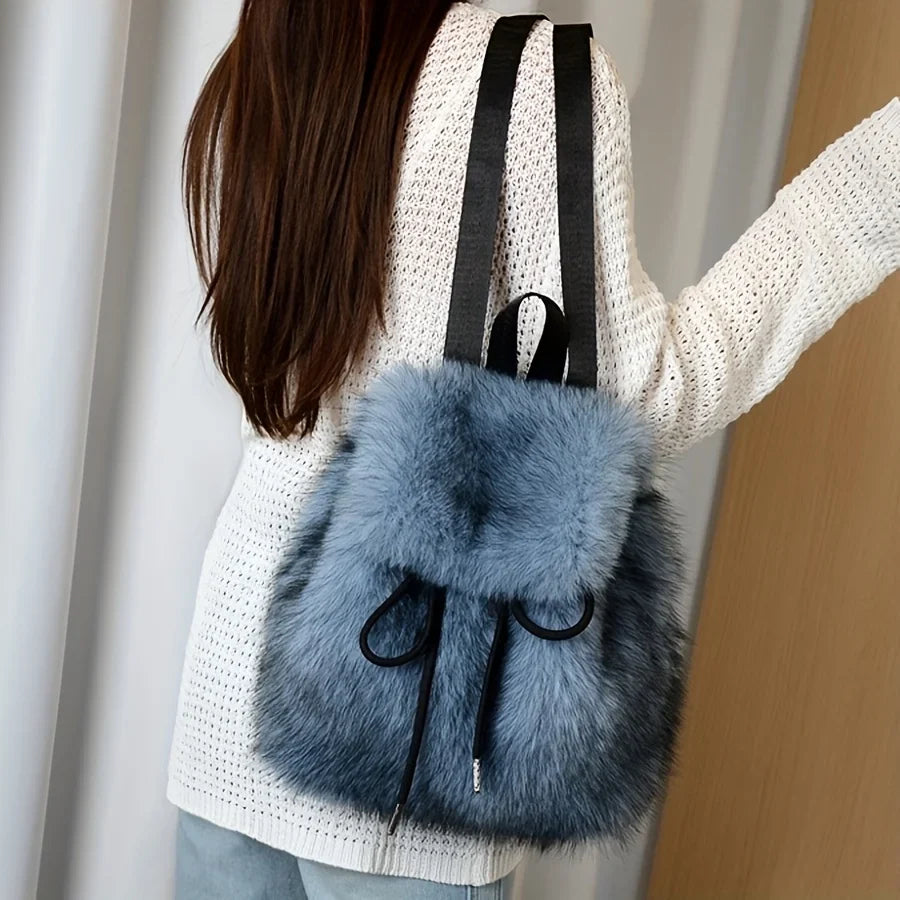 Dalal | Faux Fur Drawstring Backpack
