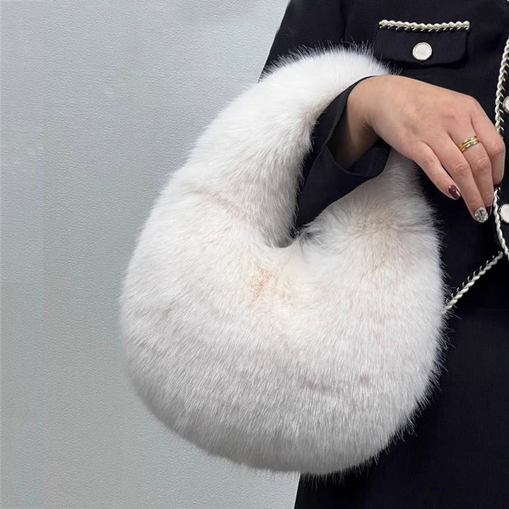 Amal | Faux Fur Half-Moon Shoulder Bag
