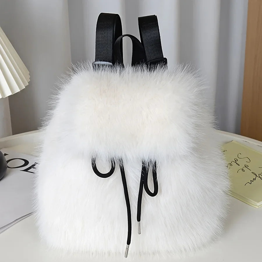 Dalal | Faux Fur Drawstring Backpack