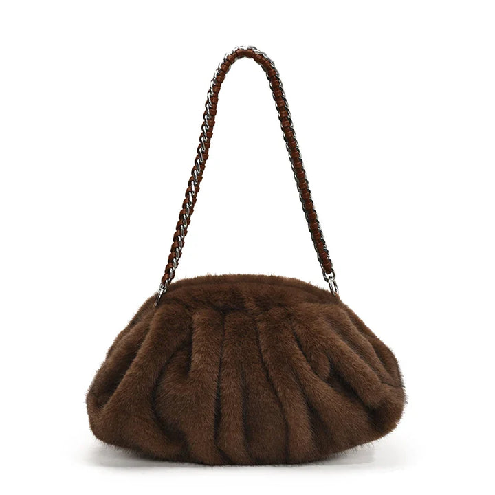 Alya | Pleated Faux Fur Shoulder Bag