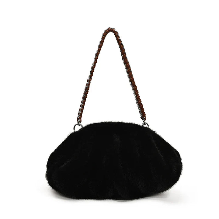 Alya | Pleated Faux Fur Shoulder Bag