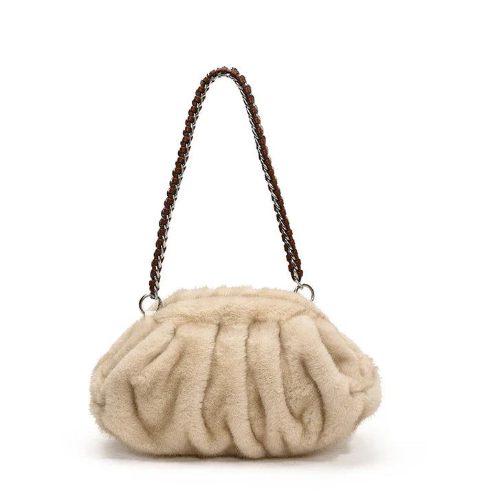 Alya | Pleated Faux Fur Shoulder Bag