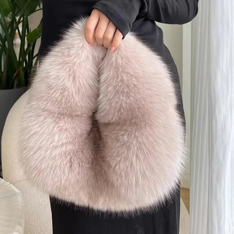 Amal | Faux Fur Half-Moon Shoulder Bag