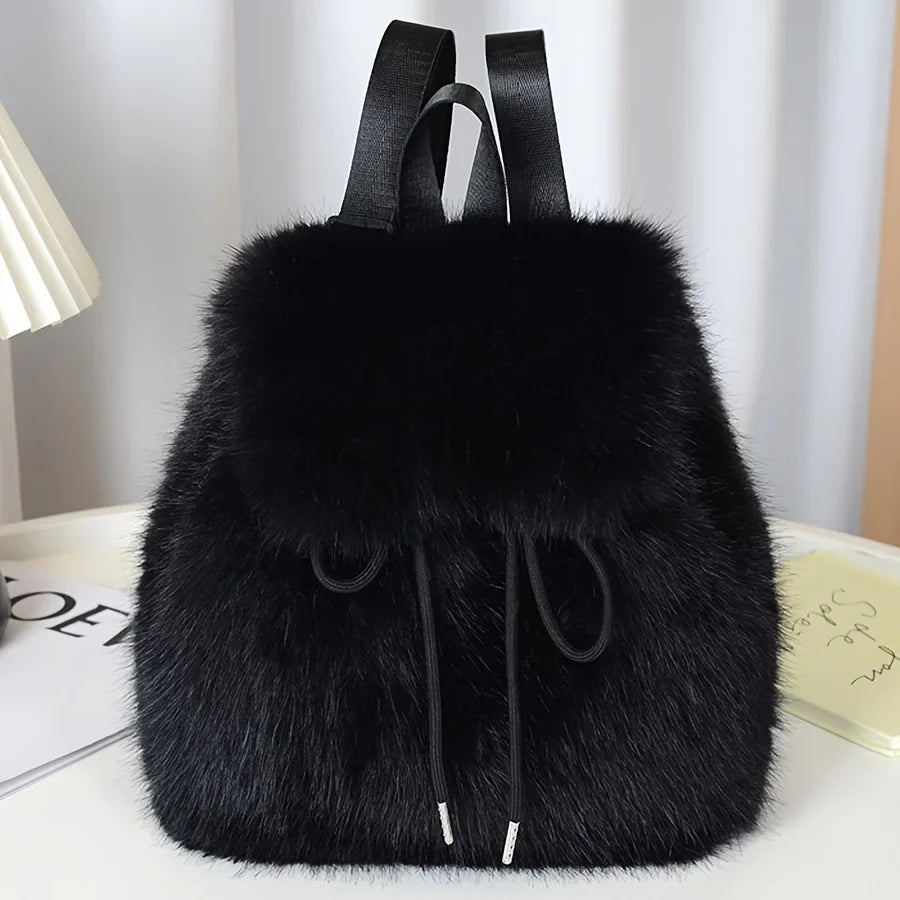 Dalal | Faux Fur Drawstring Backpack