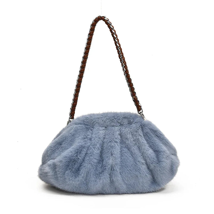 Alya | Pleated Faux Fur Shoulder Bag