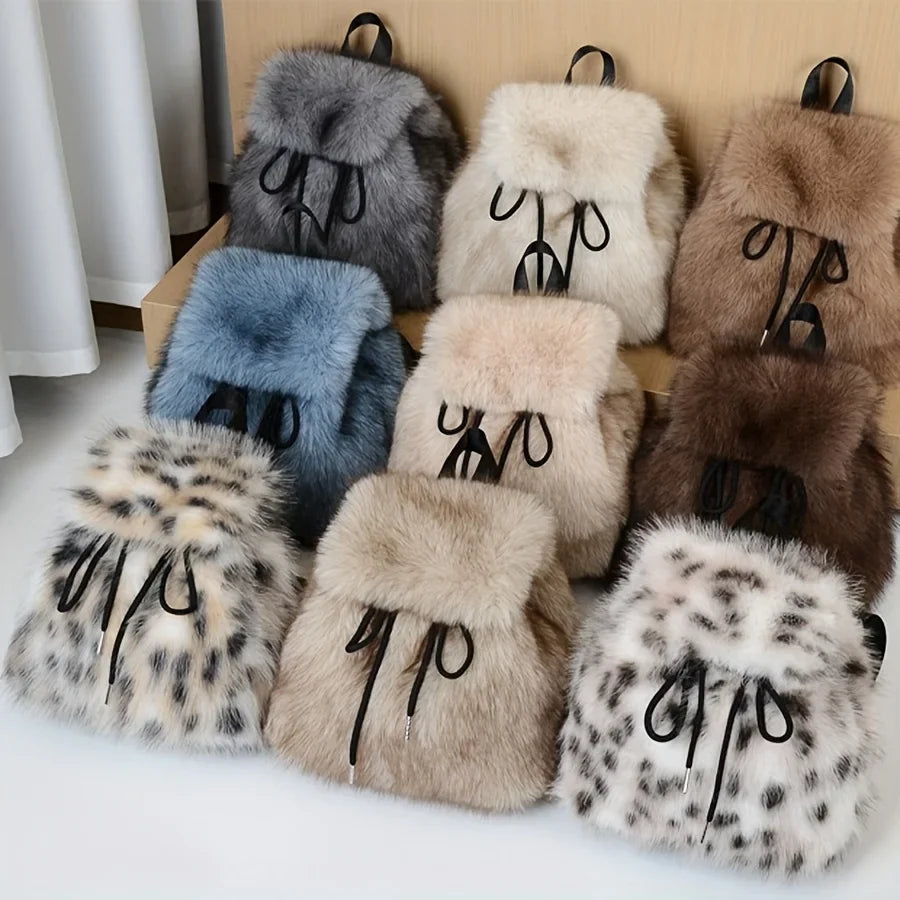 Dalal | Faux Fur Drawstring Backpack