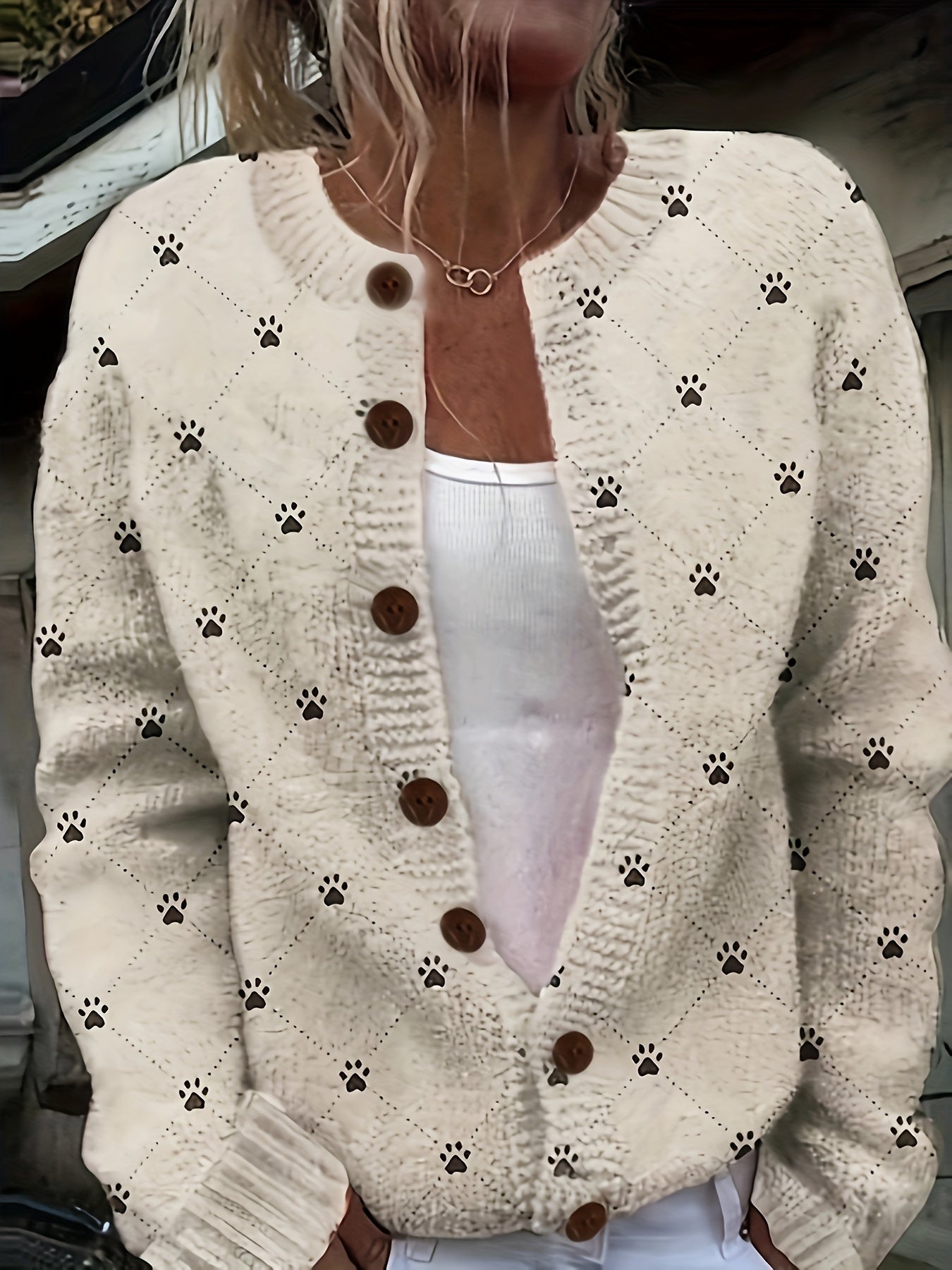 Chloe – Pawprint Cozy Cardigan