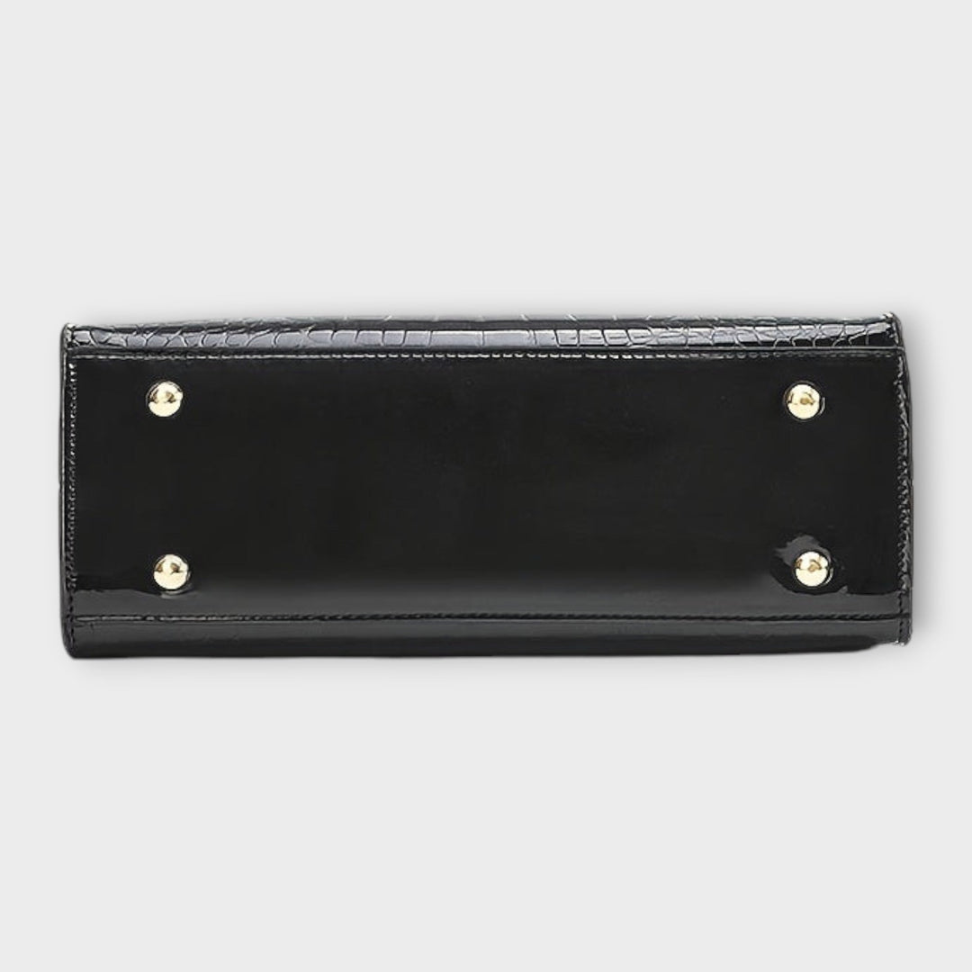 Bushra | Glossy Crocodile Pattern Handbag