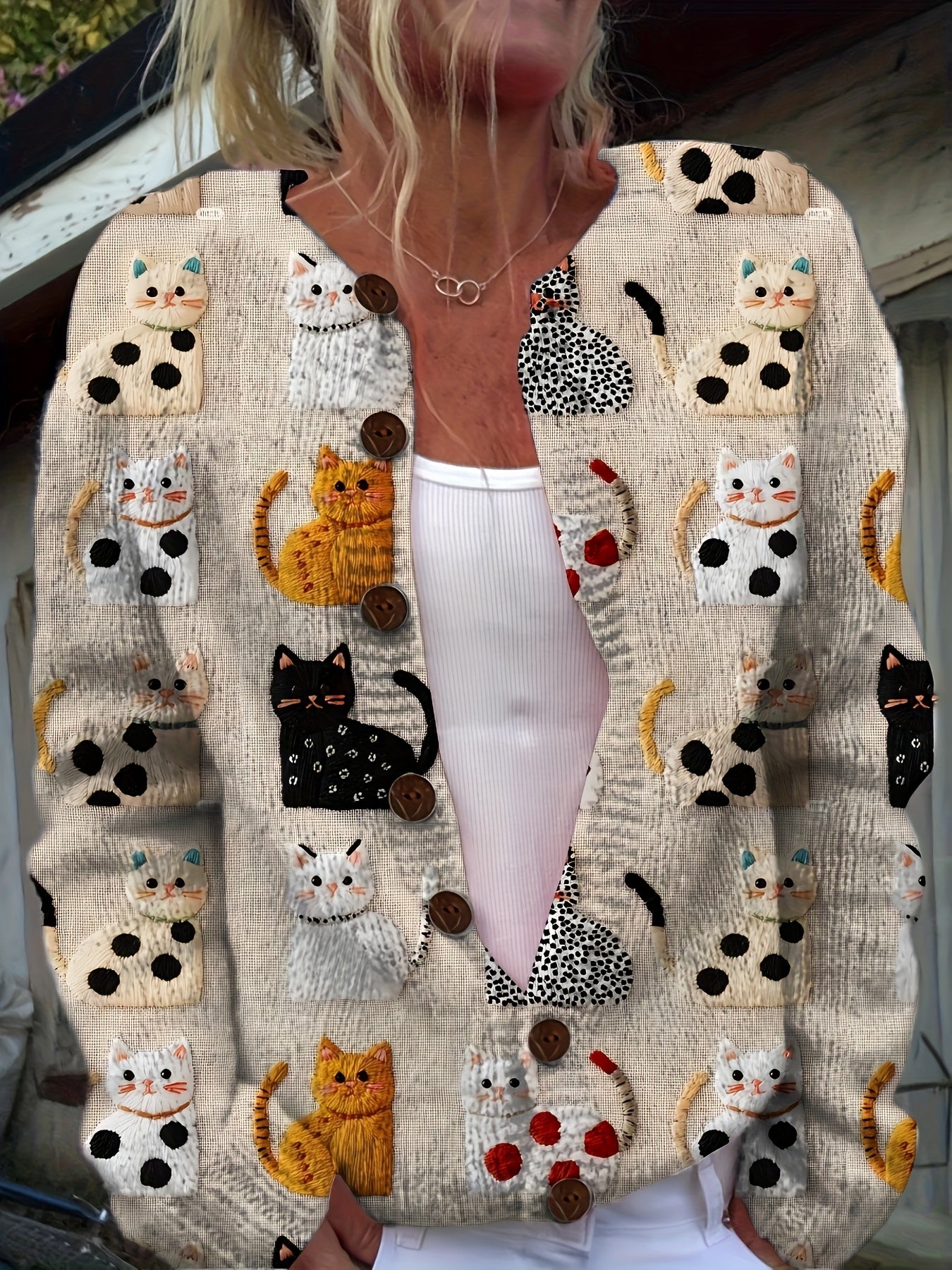 Pippa – Playful Cats Knit Cardigan