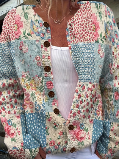 Juniper – Patchwork Floral Knit Cardigan