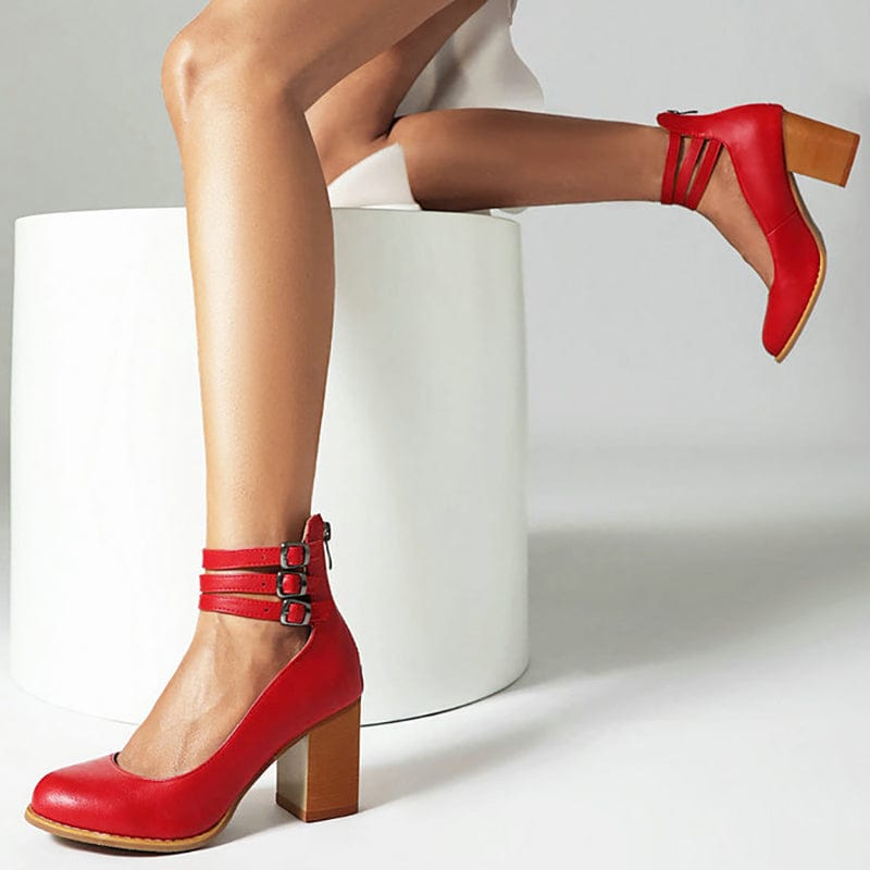 Reem |  Triple Buckle Heels
