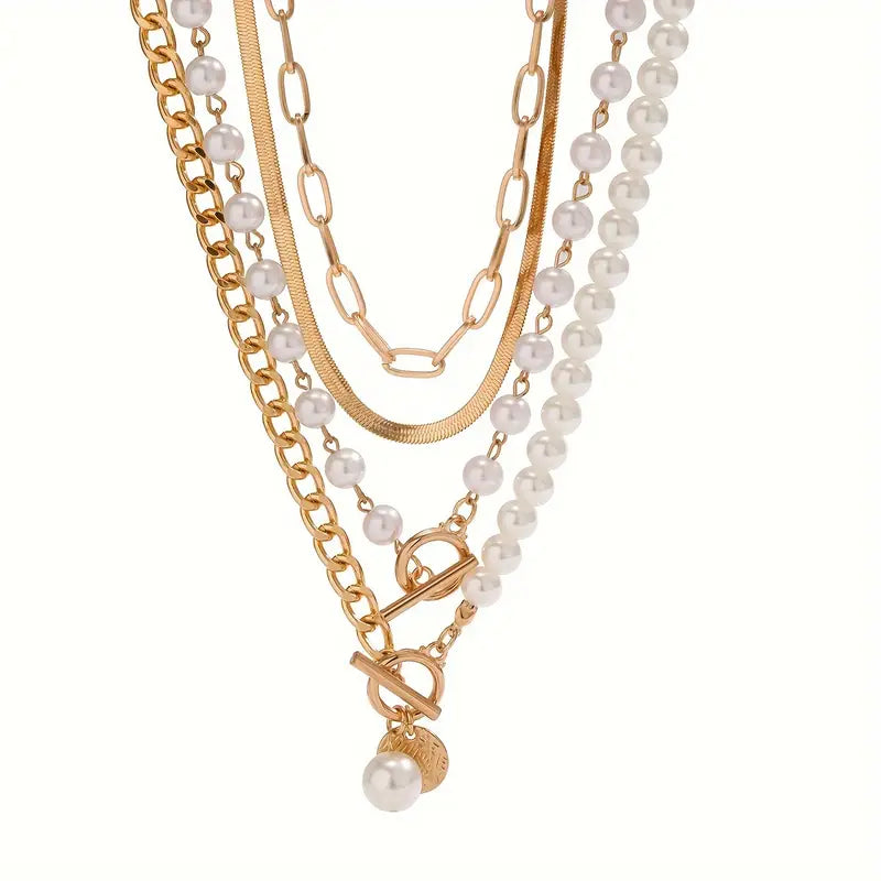 Pearl Harmony | Gold Layered Necklace Set